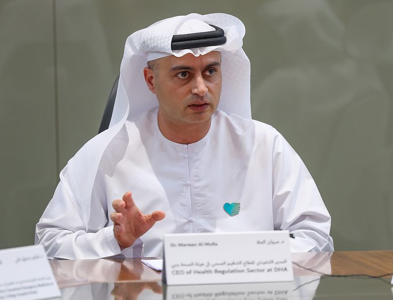 Dr Marwan Al Mulla, Executive Director of DHA's Health Regulatory Sector, during the press conference to announce the first successful liver transplant in Dubai on Wednesday.  Photo: Virendra Saklani/Gulf News