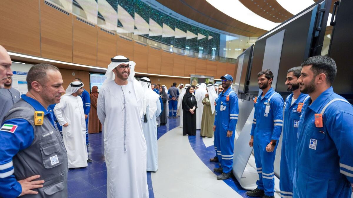 After the train ride, Al Jaber took a tour of Adnoc's downstream and petrochemical center in the industrial city of Al Ruwais.