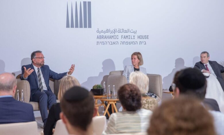 Panel discussion titled 'Rethinking Sustainability and Peace through a Spiritual Lens', at the Forum at the Abrahamic Family House in Abu Dhabi.  —Wam
