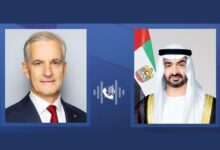 UAE President holds phone call with Norwegian Prime Minister on humanitarian conditions, protection of civilians in Gaza
