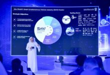 Nayef Shahin, director of innovation and knowledge development at ADDED, speaks at the launch of the Savi cluster in Abu Dhabi.  — Photo supplied