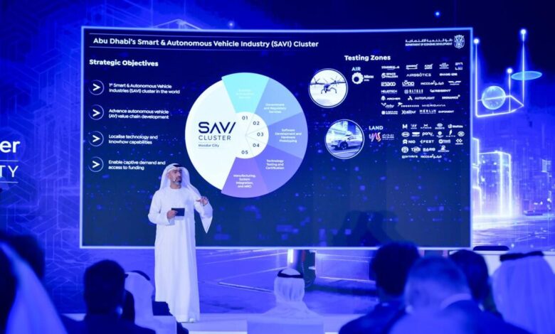 Nayef Shahin, director of innovation and knowledge development at ADDED, speaks at the launch of the Savi cluster in Abu Dhabi.  — Photo supplied