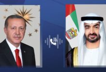 The President of the United Arab Emirates congratulates the Turkish President on the centenary of the Republic of Turkey