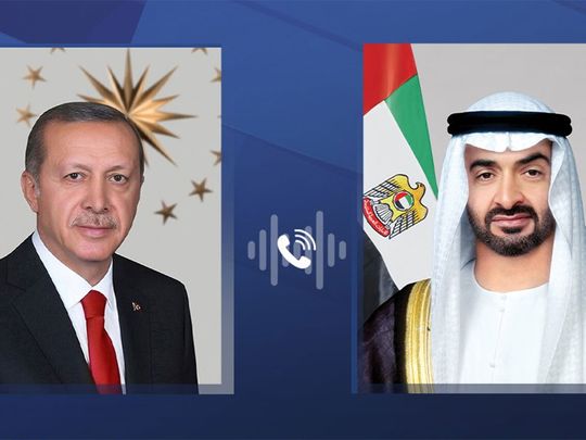 The President of the United Arab Emirates congratulates the Turkish President on the centenary of the Republic of Turkey