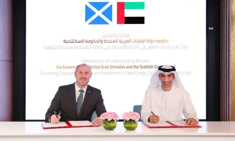 The UAE and Scotland strengthen bilateral ties with the signing of an MoU on trade and innovation