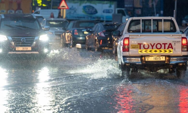 A flooded street in Dubai after heavy rain on Thursday.  — Photo by Shihab