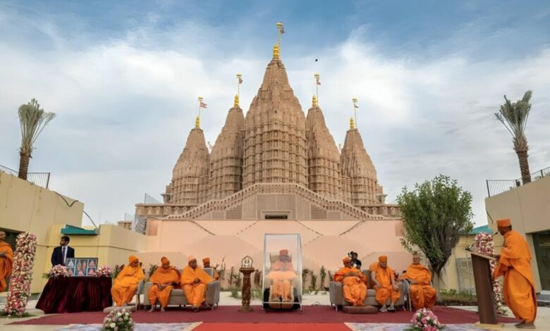 Watch: Festive atmosphere at BAPS Hindu temple in Abu Dhabi as spiritual leader arrives - News