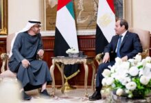 His Highness Sheikh Mohamed bin Zayed Al Nahyan, President of the UAE (left), meets with Abdel Fattah Al Sisi, President of Egypt, in Cairo.