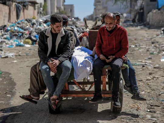 The body of a Palestinian killed in an early morning incident when residents