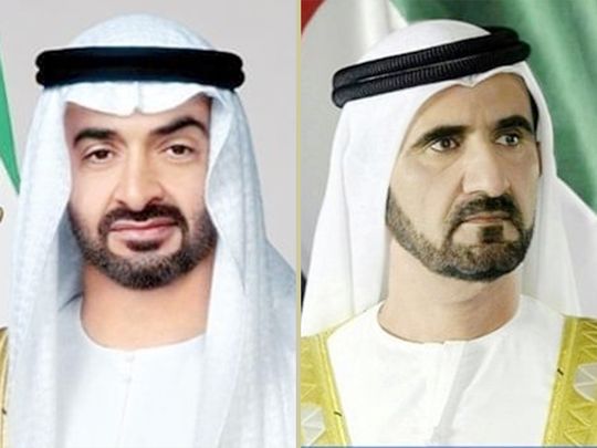 President His Highness Sheikh Mohamed bin Zayed Al Nahyan and His Highness Sheikh Mohammed Bin Rashid Al Maktoum, Vice-President and Prime Minister of the UAE and Ruler of Dubai